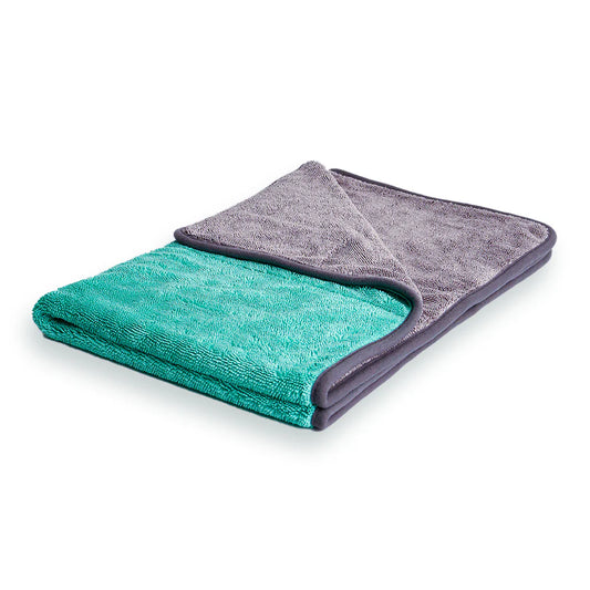 Large Dual-sided Twist Loop Drying Towel | Aqua & Grey